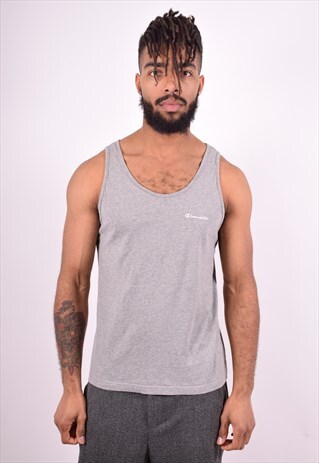 CHAMPION MENS VINTAGE VEST TOP MEDIUM GREY 90'S