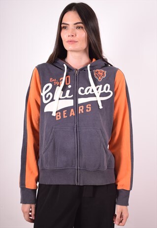 NFL WOMENS VINTAGE CHICAGO BEARS HOODIE JACKET LARGE GREY 90