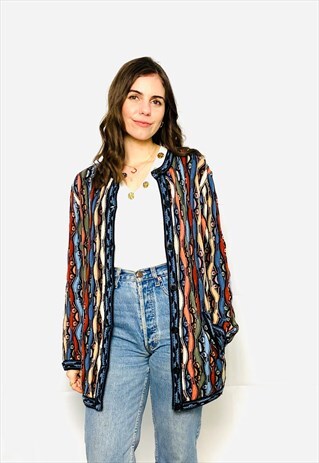 CARDIGAN JUMPER MERCERISED WOOL AUSTRALIA CRAZY KNIT 172SK23