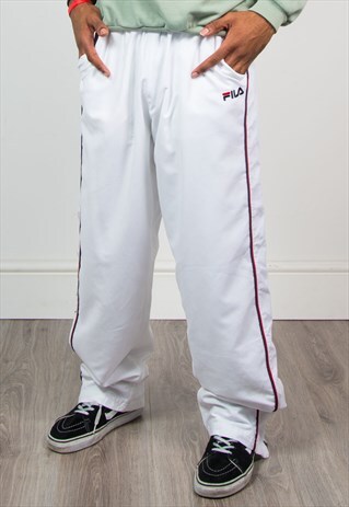 VINTAGE FILA WHITE TRACKSUIT BOTTOMS JOGGERS