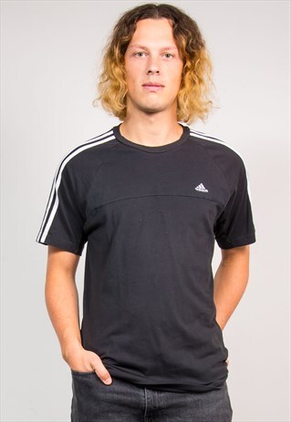 ADIDAS 90'S VINTAGE BLACK WHITE CONTRAST T-SHIRT