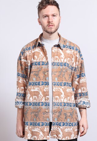 VINTAGE AZTEC PATTERNED SHIRT