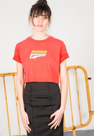 ON SALE VINTAGE 80'S PUMA CROP TOP /AVELINASREWORKS/ S0871
