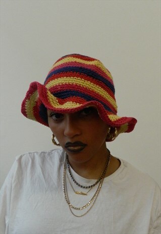 PURPLE MULTI STRIPES CROCHET HAT