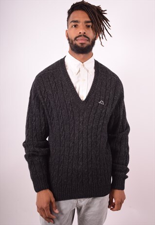 KAPPA MENS VINTAGE JUMPER SWEATER LARGE GREY 90S