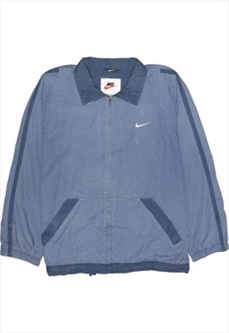 Vintage 90's Nike Windbreaker Swoosh Full Zip Up Blue Medium