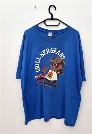 Vintage Tasmanian devil grill sergeant bbq blue T-shirt XXL