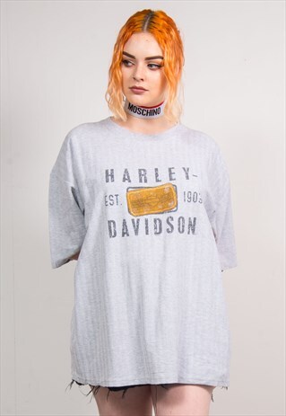 HARLEY-DAVIDSON VINTAGE 90'S GREY THICK COTTON T-SHIRT