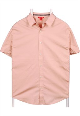 Vintage 90's Guess Shirt Short Sleeve Button Up Pink Medium