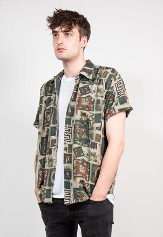 VINTAGE 90'S GREEN PATTERNED SHIRT