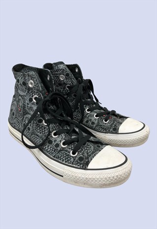 BLACK CANDY SKULL PRINT HIGH TOP COTTON CANVAS TRAINERS