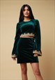 GREEN VELVET BELL SLEEVE