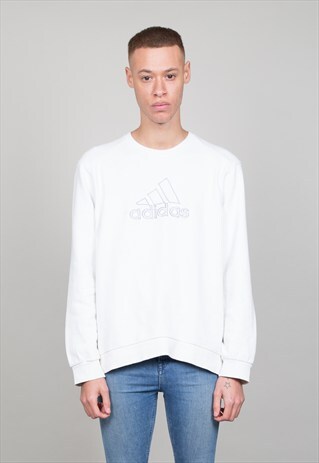 VINTAGE 90'S OVERSIZED WHITE ADIDAS SWEATER