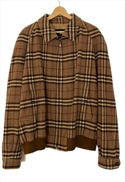 Vintage Burberry Novacheck Plaid Wool Harrington Jacket. L