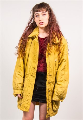 VINTAGE 90'S MUSTARD YELLOW OVERSIZED PARKA COAT