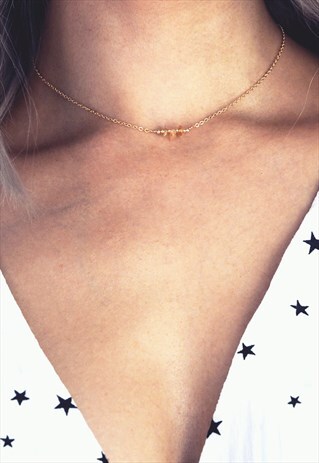 NOVEMBER CITRINE BIRTHSTONE GOLD FILLED NECKLACE - ALUNA