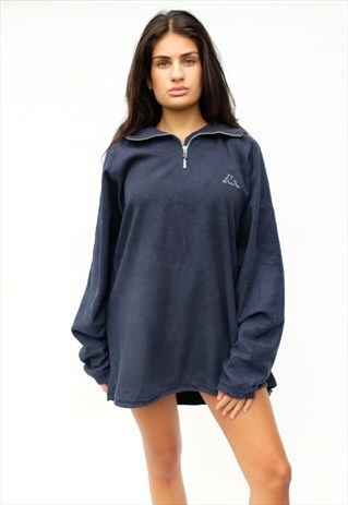 VINTAGE KAPPA QUARTER ZIP FLEECE, NAVY BLUE