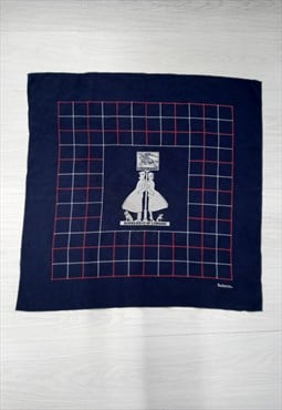 1980s Vintage Burberry Square Scarf Navy