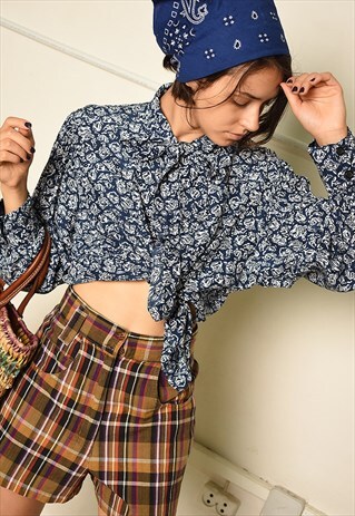VINTAGE 70S FESTIVAL PARIS CHIC SHIRT WITH ABSTRACT PRINT