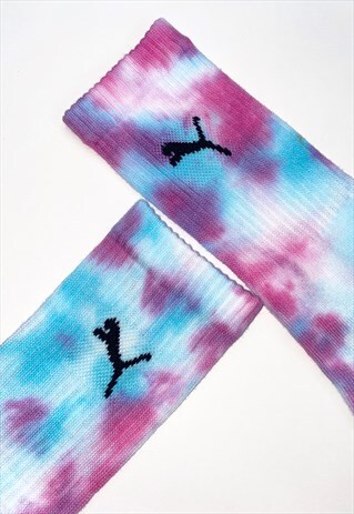 PUMA UNISEX FULL CREW TIE DYE SOCKS ICE BLAST