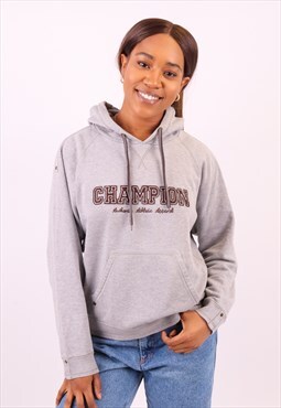 Vintage Champion Embroidered Logo Hoodie in Grey