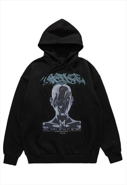 Raver hoodie cyborg pullover cyberpunk top joy slogan jumper