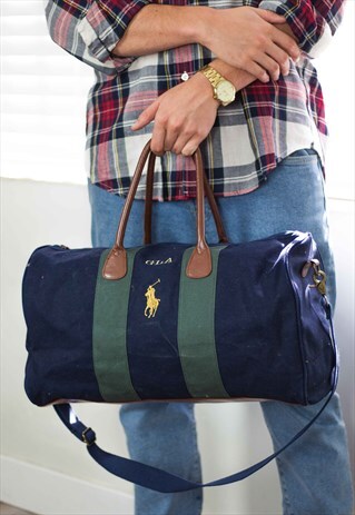 VINTAGE POLO RALPH LAUREN DUFFLE BAG LOGO 90S X 21.1