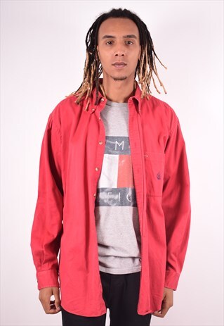 NAUTICA MENS VINTAGE SHIRT XL RED 90S