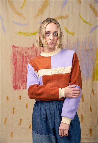 PATCHWORK CROPPED FLEECE