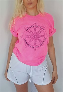 Single Stitch Pink Fresno Betsuin Graphic T-Shirt Buddhism 