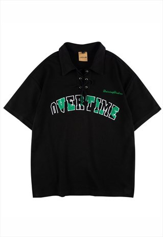 KALODIS VINTAGE EMBROIDERED LAPEL POLO SHIRT