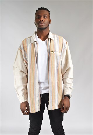 VINTAGE WRANGLER CREAM STRIPED DENIM SHIRT