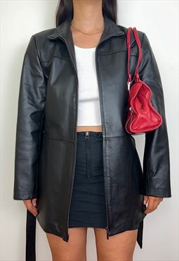 Vintage Black Real Leather Bomber Jacket