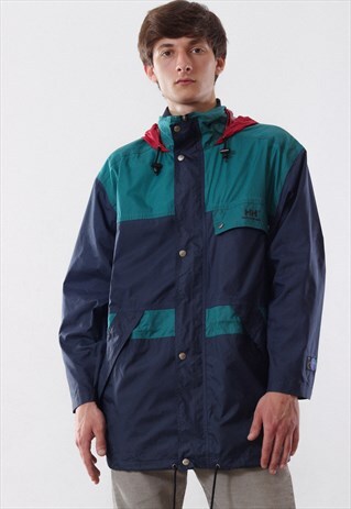 VINTAGE HELLY HANSEN WINDBREAKER 90S BLUE GREEN
