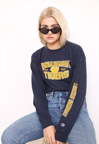 VINTAGE 90S CHAMPION UNIVERSITY NAVY TOP T-SHIRT