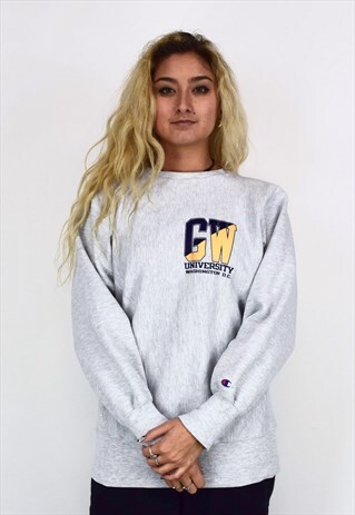 VINTAGE 90'S CHAMPION GREY 'GW UNVERSITY' SWEATSHIRT