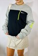 VINTAGE 90S NIKE COLOUR BLOCK SWOOSH BLACK GREY SWEATSHIRT