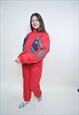 ONE PIECE RED SKI SUIT, RETRO SNOWSUIT LARGE SIZE 80S WINTER