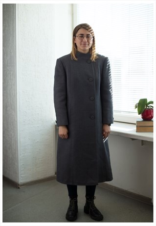 VINTAGE 80'S GREY STRAIGHT-CUT WINTER COAT