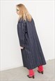 VINTAGE TRENCH COAT DARK BLUE STRIPED CASUAL CLASSIC 90S