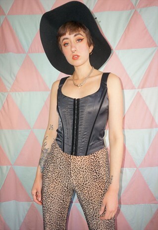 VINTAGE 90S BLACK SATIN CORSET TOP
