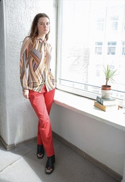 Vintage Multicolour Abstract Print Stretchy Blouse