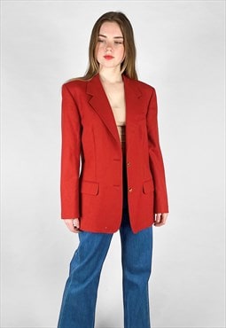 Daks Vintage 80's Red Wool Ladies Blazer Jacket 