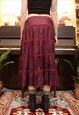 VINTAGE Y2K SATIN MIDI SKIRT IN BURGUNDY