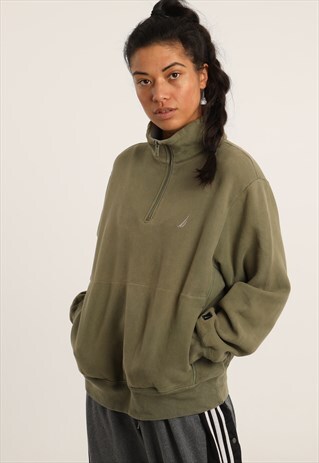 VINTAGE NAUTICA EMBROIDERED LOGO 1/4 ZIP SWEATSHIRT