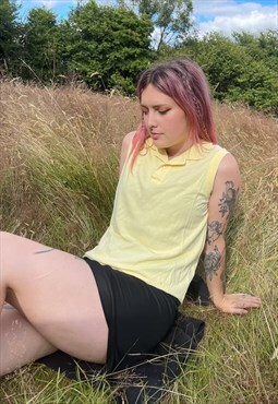 Vintage Ralph Lauren Pastel Yellow Embroidered Polo T-Shirt