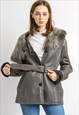 WOMEN SHEEPSKIN COAT 80S, SIZE M, GREY WINTER COAT 5926