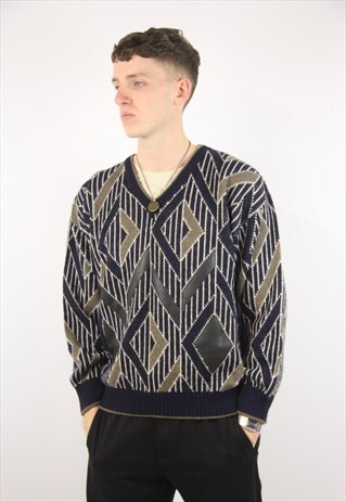 VINTAGE GABICCI PATTERNED KNIT WOOL JUMPER
