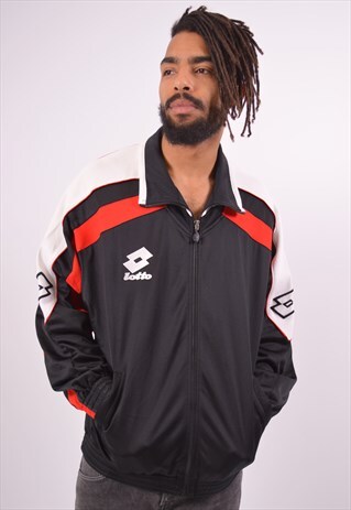 VINTAGE LOTTO TRACKSUIT TOP JACKET BLACK