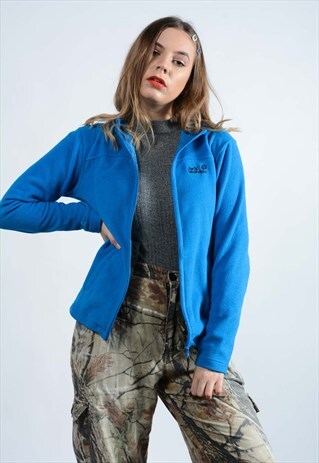 VINTAGE JACK WOLFSKIN FLEECE IN BLUE WITH EMBROIDERED LOGO